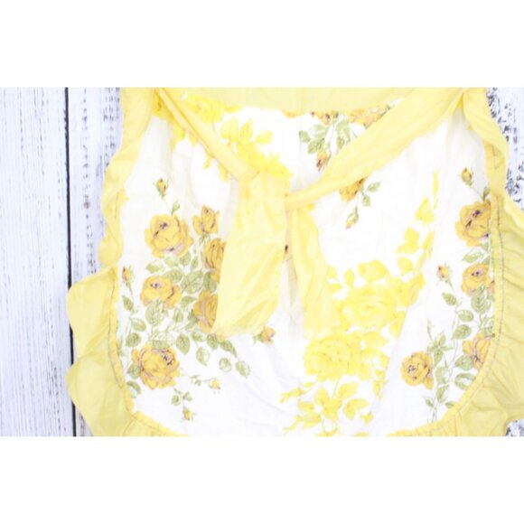 Vintage Yellow White Roses Print Half Waist Kitchen Cooking Apron Size XS-S - Picture 9 of 9